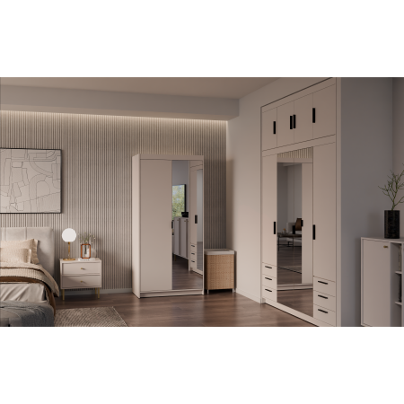 Szafa dwudrzwiowa z lustrem 90 cm TRINO beżowa